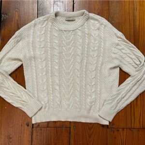 Pull & Bear Women’s Cable Knit Cream Sweater Size M Classic Casual Medium Weight